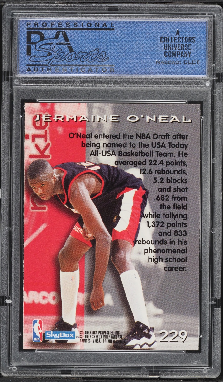 1996 Skybox Premium Jermaine O'Neal ROOKIE #229 PSA 9 MINT