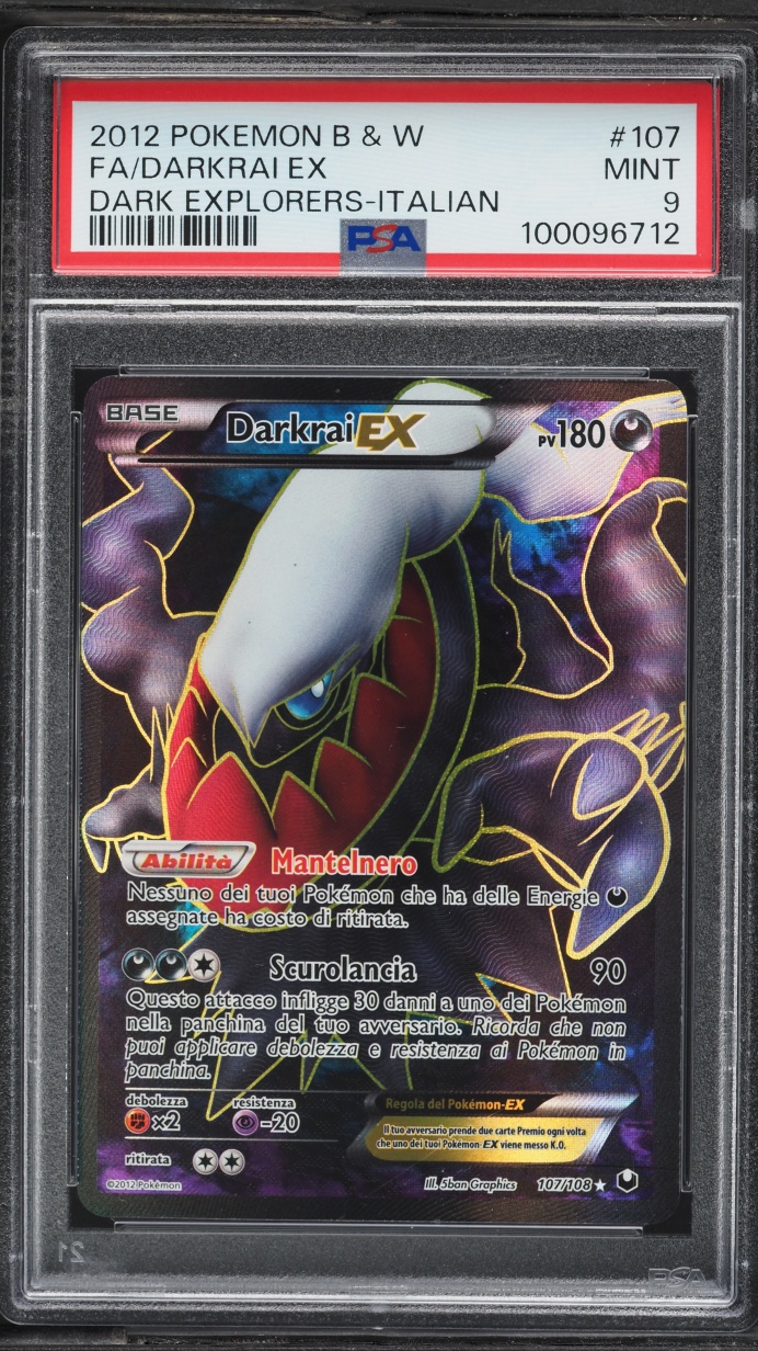 2012 Pokemon Italian Black & White Dark Explorers Full Art Darkrai EX #107 PSA 9 MINT
