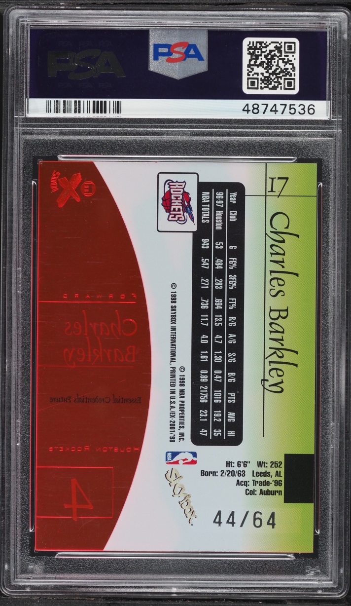 1997 Skybox E-X2001 Essential Credentials Future Charles Barkley /64 #17 PSA 7