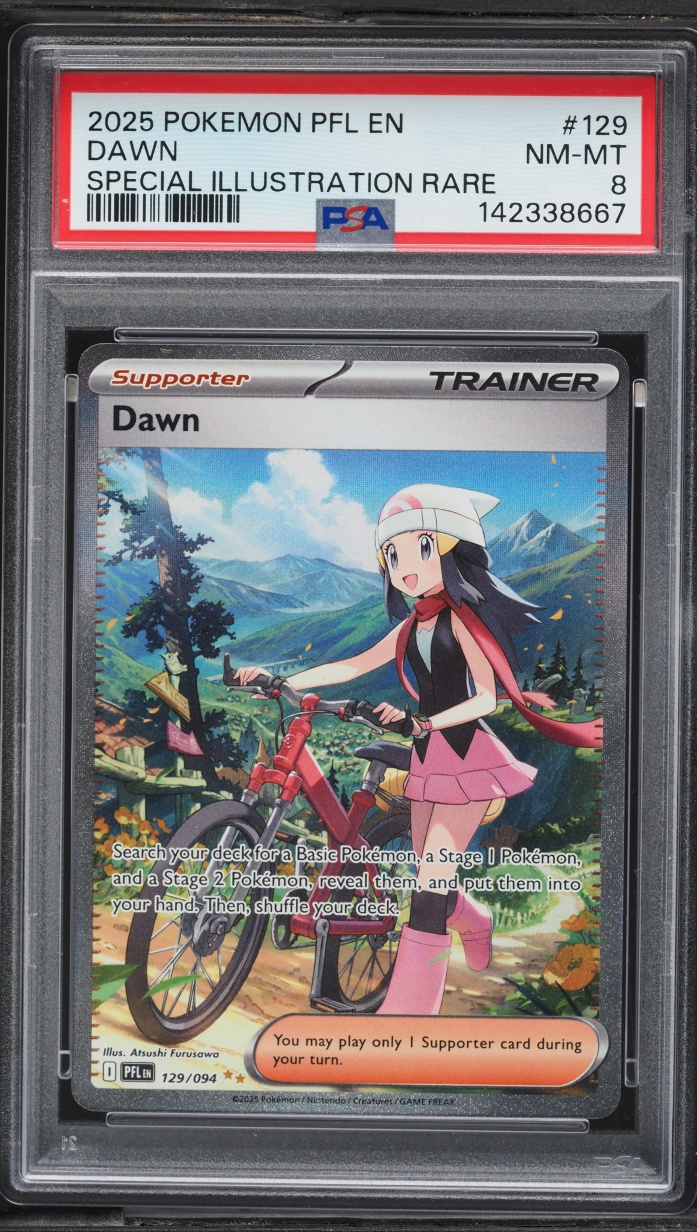 2025 Pokemon Mega Phantasmal Flames SIR Dawn #129 PSA 8 NM-MT