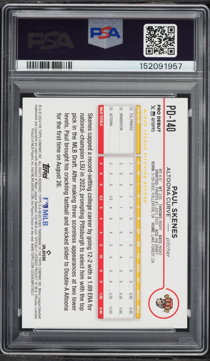 2024 Topps Pro Debut Paul Skenes PROSPECT #PD-140 PSA 10 GEM MINT