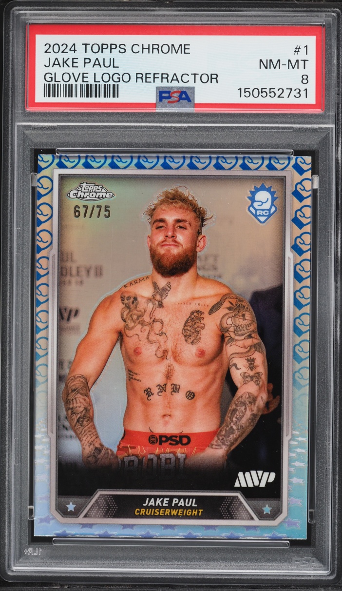2024 Topps Chrome Boxing Glove Logo Refractor Jake Paul ROOKIE /75 #1 PSA 8 NM-MT