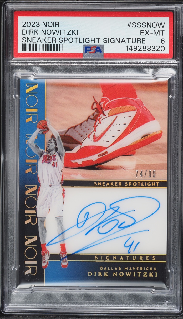2023 Panini Noir Sneaker Spotlight Dirk Nowitzki AUTO /99 #SSSNOW PSA 6 EXMT
