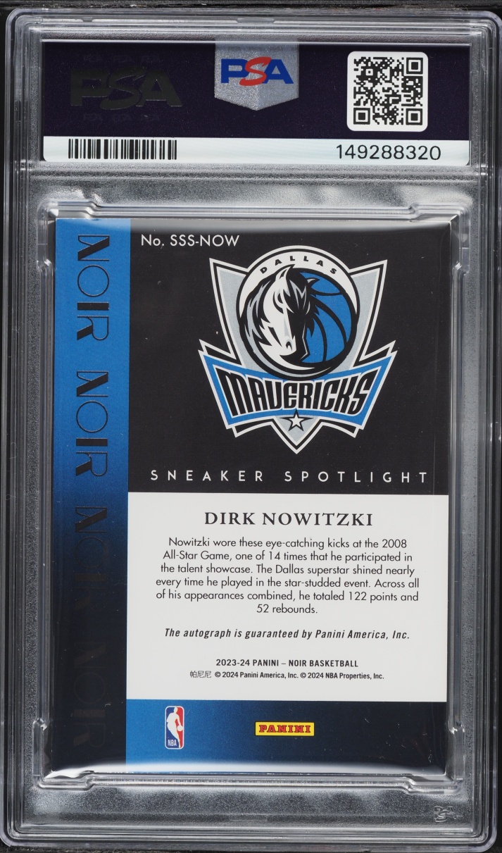 2023 Panini Noir Sneaker Spotlight Dirk Nowitzki AUTO /99 #SSSNOW PSA 6 EXMT