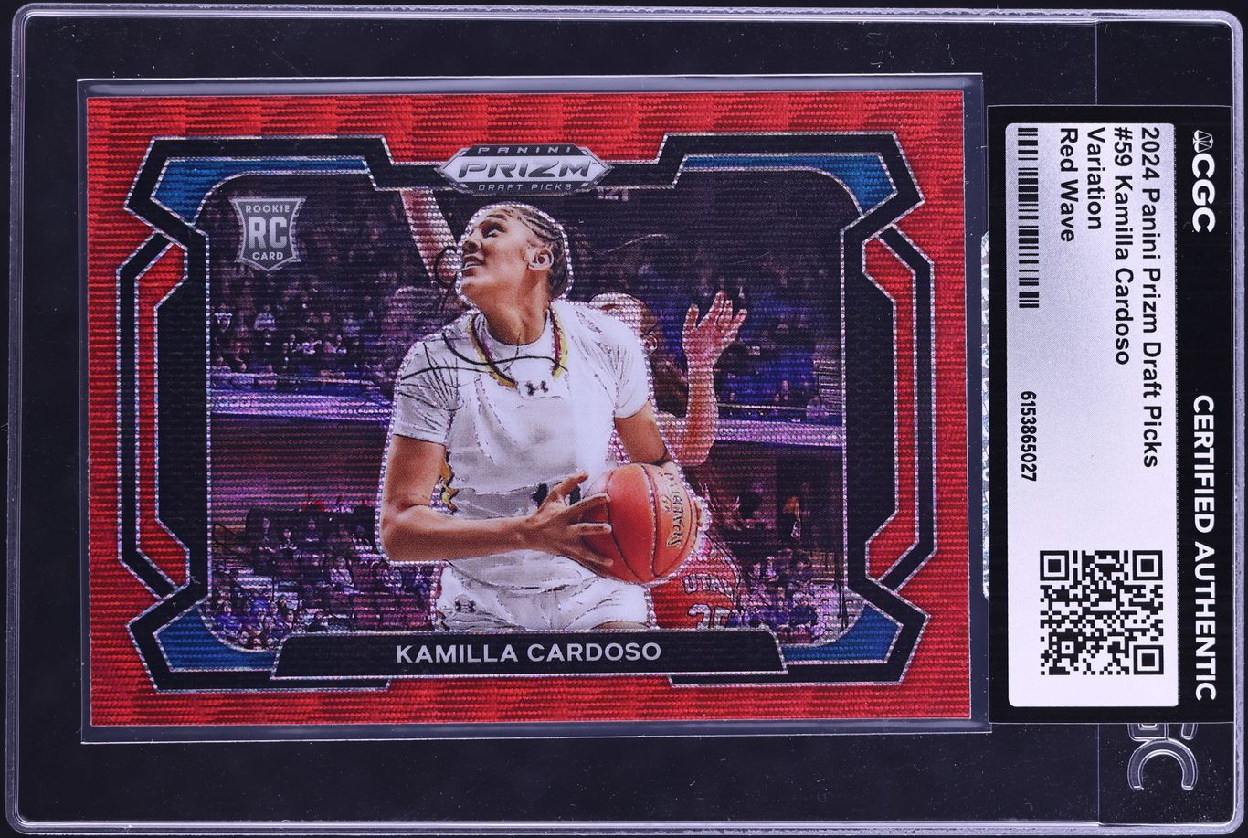 2024 Panini Prizm Draft Picks Variation Red Wave Kamilla Cardoso ROOKIE #59 CGC AUTH