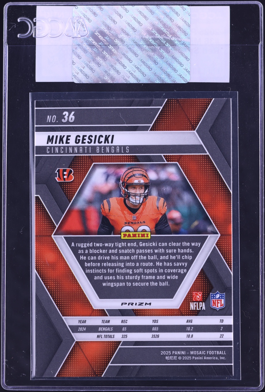 2025 Panini Mosaic Red Sparkle Mike Gesicki #36 CGC AUTH