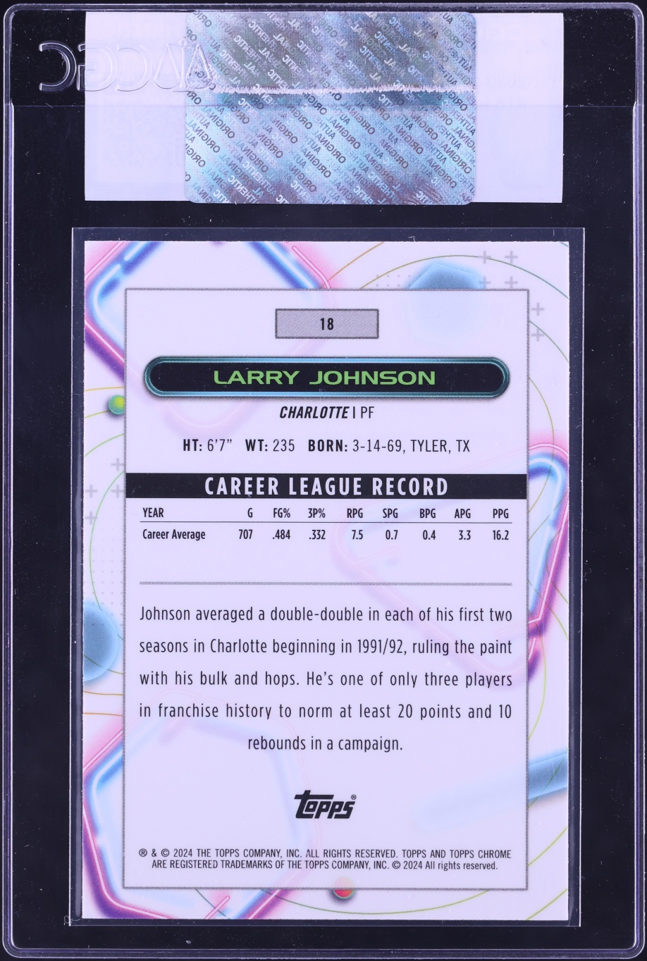 2023 Topps Chrome Cosmic Larry Johnson #18 CGC AUTH