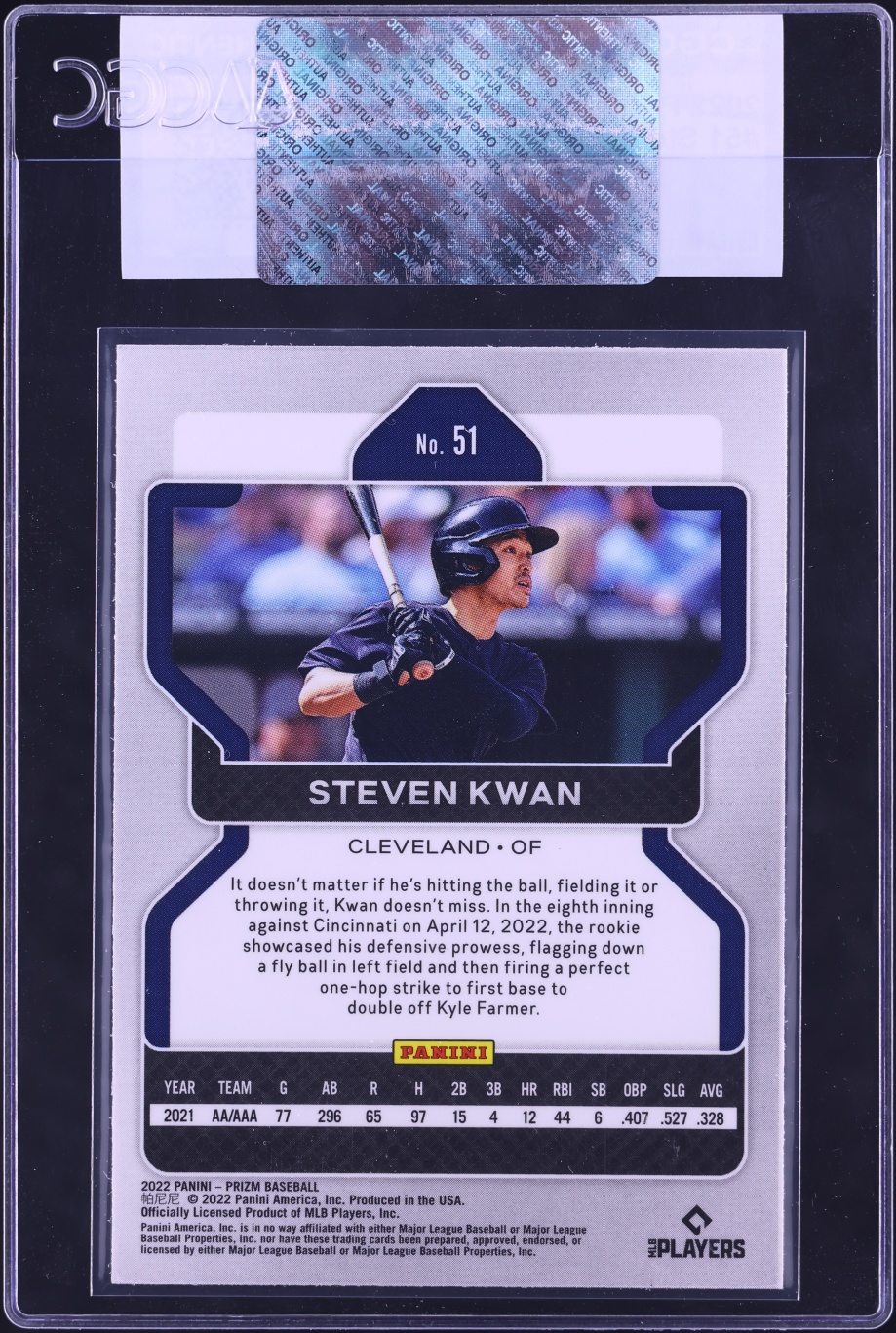 2022 Panini Prizm Steven Kwan ROOKIE #51 CGC AUTH