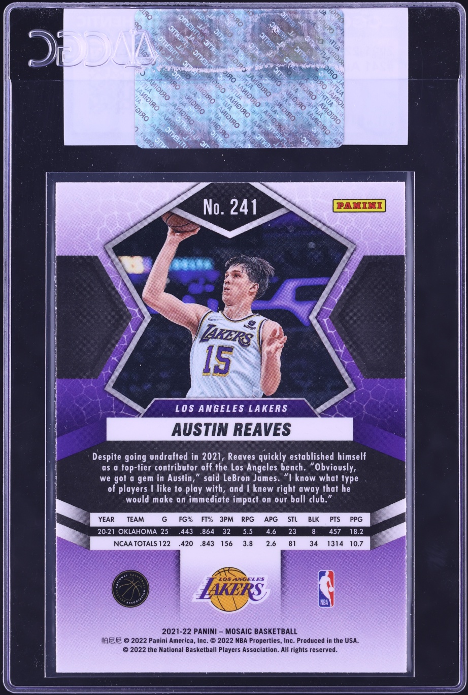 2021 Panini Mosaic Austin Reaves ROOKIE #241 CGC AUTH