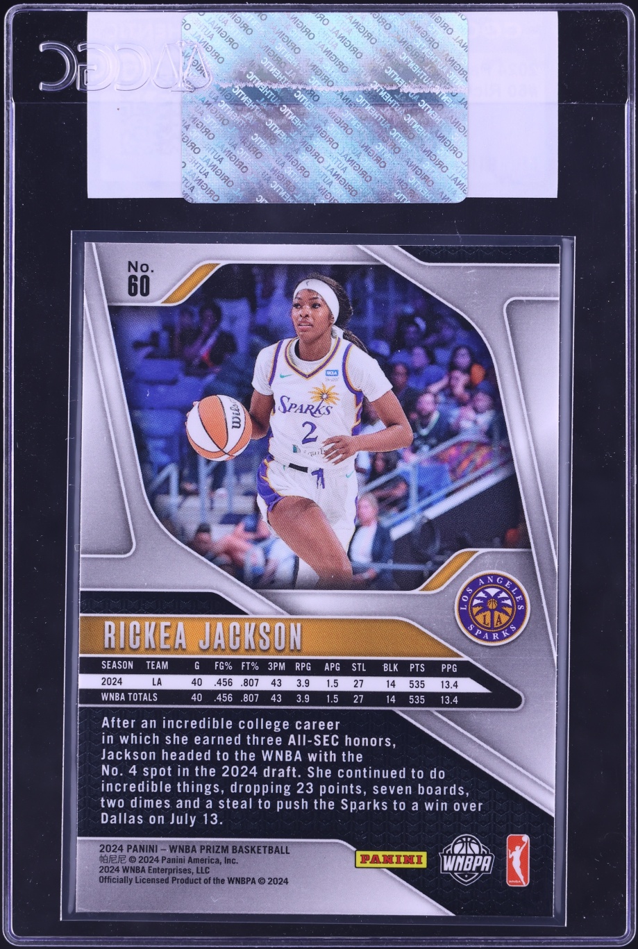 2024 Panini Prizm WNBA Rickea Jackson ROOKIE #60 CGC AUTH