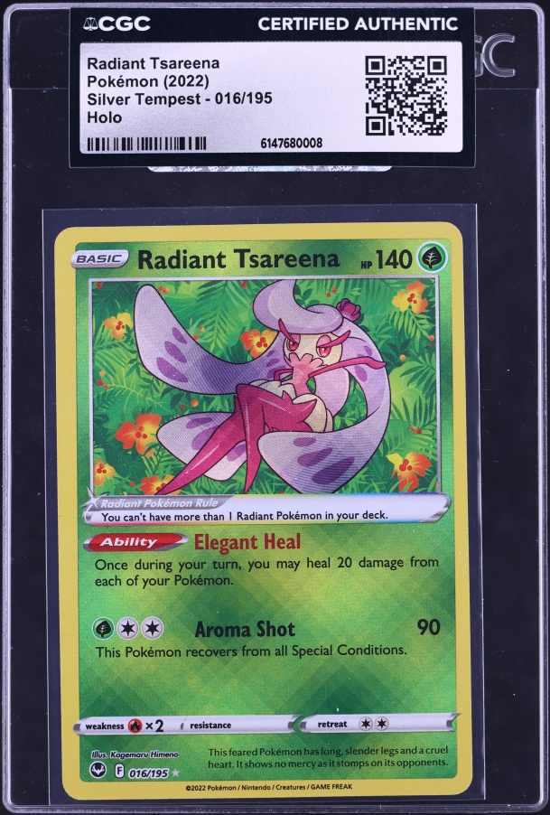 2022 Pokemon Sword & Shield Silver Tempest Holo Radiant Tsareena #16 CGC AUTH