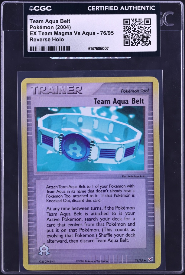 2004 Pokemon EX Team Magma Vs Aqua Reverse Holo Team Aqua Belt #76 CGC AUTH