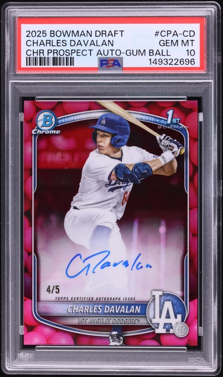 2025 Bowman Chrome Draft Gum Ball Charles Davalan PROSPECT AUTO /5 #CPA-CD PSA 10 GEM MINT