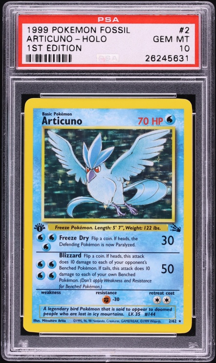 1999 Pokemon Fossil 1st Edition Holo Articuno #2 PSA 10 GEM MINT