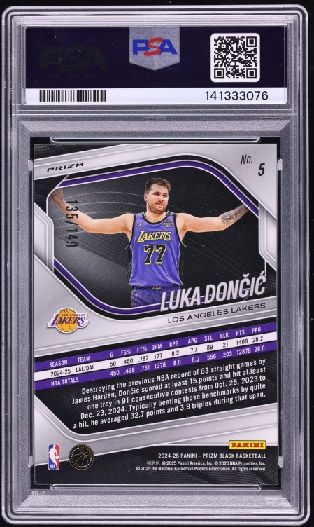 2024 Panini Prizm Black Purple Ice Luka Doncic /149 #5 PSA 10 GEM MINT