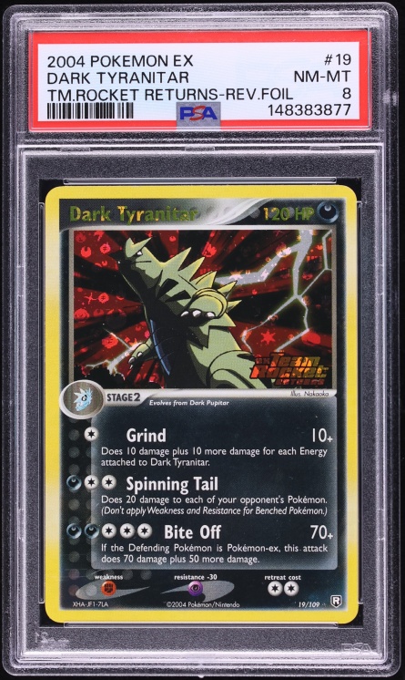 2004 Pokemon EX Team Rocket Returns Reverse Holo Dark Tyranitar #19 PSA 8 NM-MT