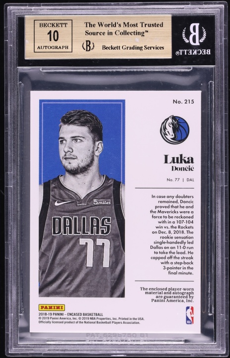 2018 Panini Encased Red Luka Doncic ROOKIE PATCH AUTO 25/25 #215 BGS 9.5 GEM MINT