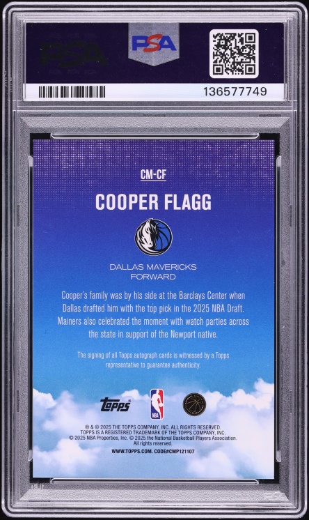 2025 Topps Contemporary Marks Orange Rainbow Cooper Flagg ROOKIE AUTO DNA 10 /25 #CM-CF PSA 9