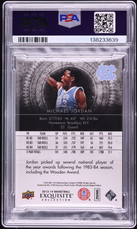 2013 Exquisite Collection Michael Jordan /75 #1 PSA 9 MINT