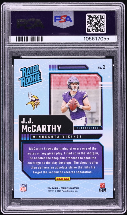 2024 Donruss Retro J.J. McCarthy ROOKIE #2 PSA 9 MINT