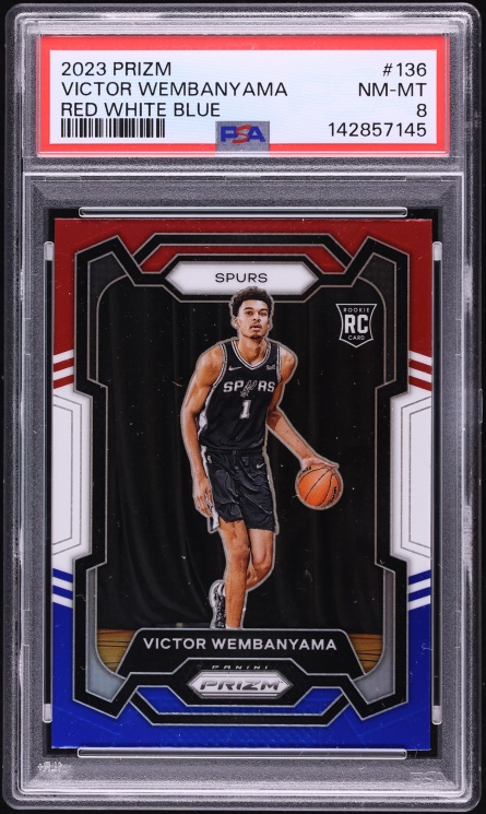 2023 Panini Prizm Red White & Blue Victor Wembanyama ROOKIE #136 PSA 8 NM-MT