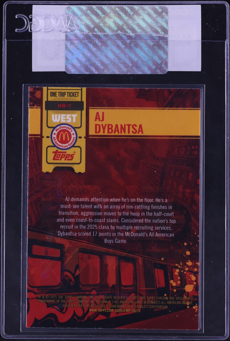 2025 Topps Chrome McDonald's All American High Rises AJ Dybantsa ROOKIE #HR-7 CGC AUTH