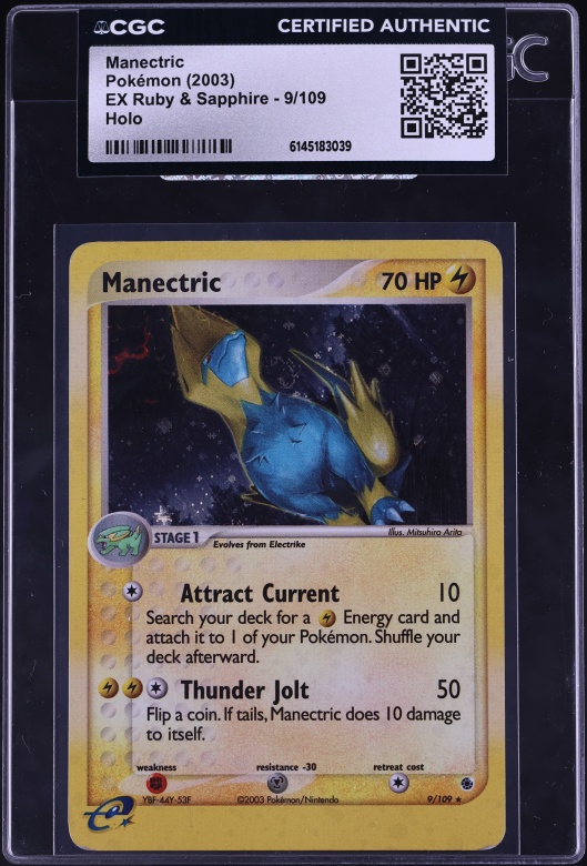 2003 Pokemon EX Ruby & Sapphire Holo Manectric #9 CGC AUTH