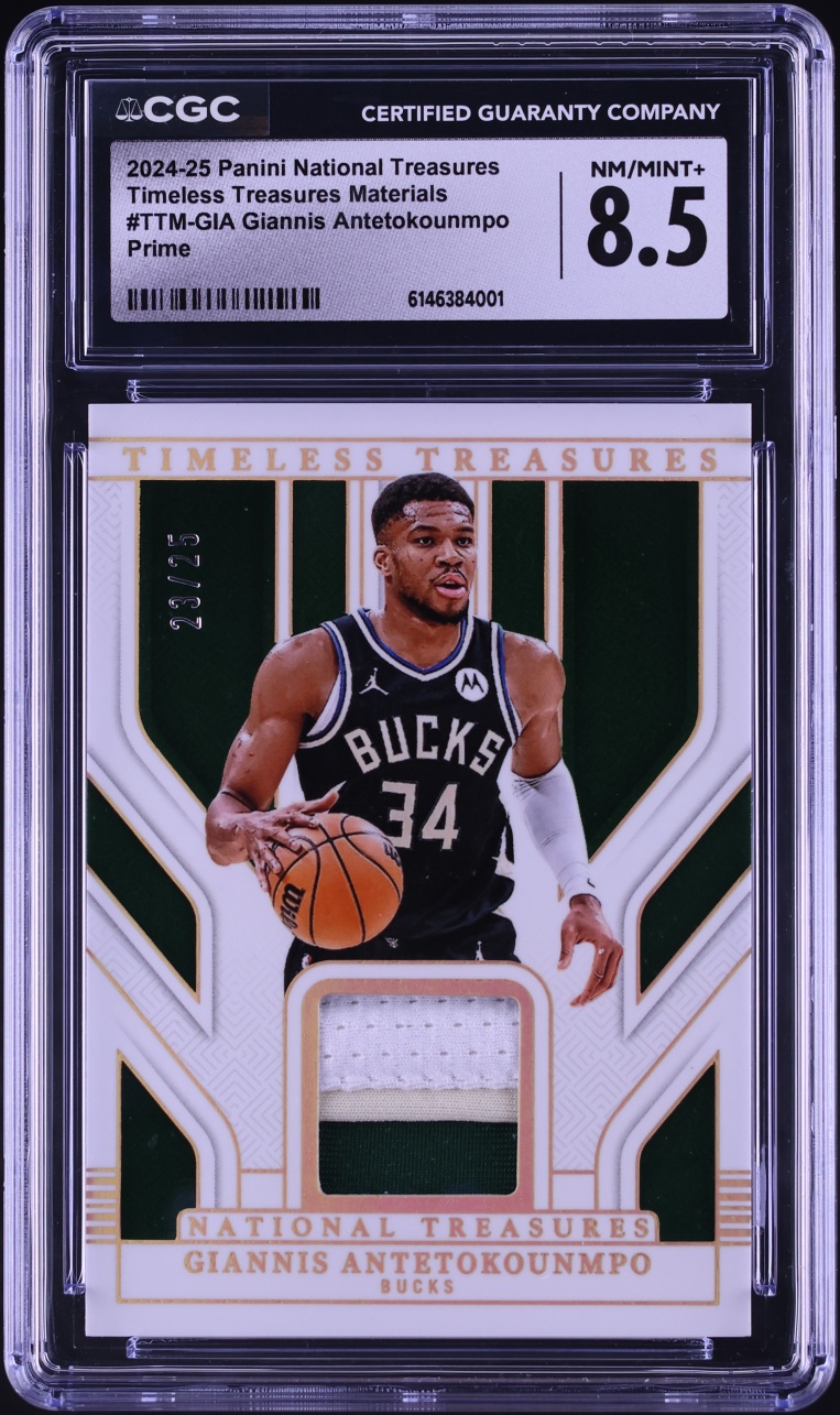 2024 National Treasures Timeless Treasures Prime Giannis Antetokounmpo PATCH /25 CGC 8.5 NM-MT+