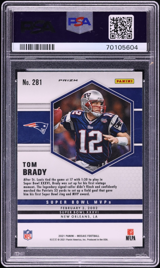 2021 Panini Mosaic Genesis Tom Brady #281 PSA 10 GEM MINT