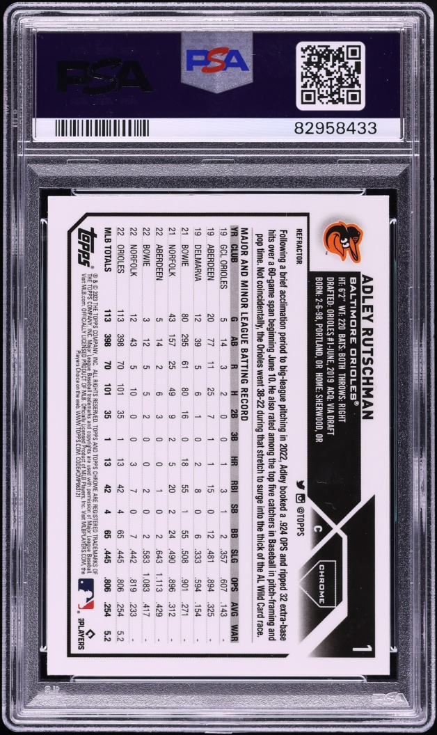2023 Topps Chrome Refractor Adley Rutschman ROOKIE #1 PSA 10 GEM MINT