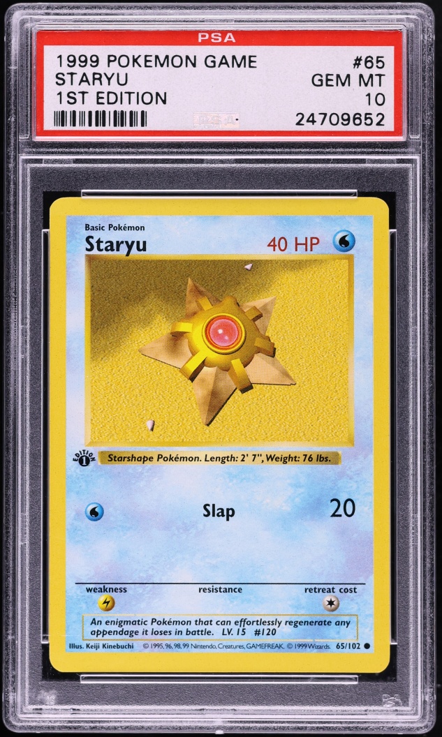 1999 Pokemon Base Set Shadowless 1st Edition Staryu #65 PSA 10 GEM MINT