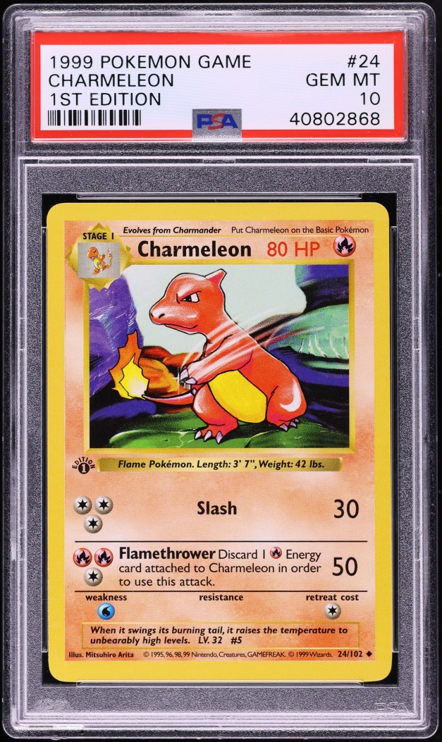 1999 Pokemon Base Set Shadowless 1st Edition Charmeleon #24 PSA 10 GEM MINT