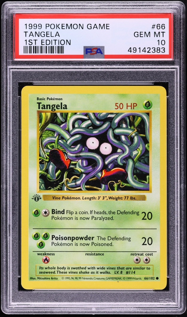1999 Pokemon Base Set Shadowless 1st Edition Tangela #66 PSA 10 GEM MINT