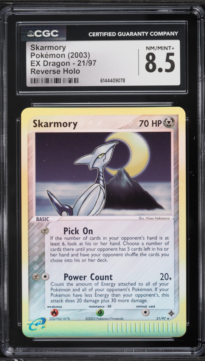 2003 Pokemon EX Dragon Reverse Holo Skarmory #21 CGC 8.5 NM-MT+