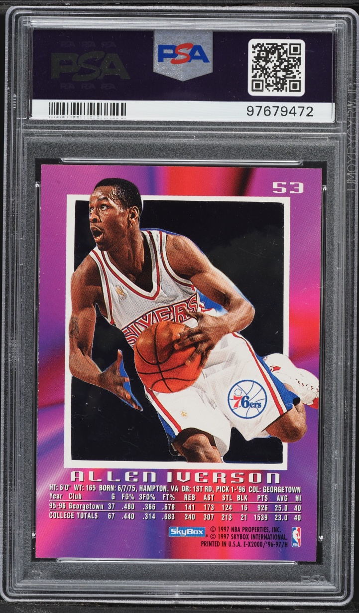 1996 Skybox E-X2000 Allen Iverson ROOKIE #53 PSA 8 NM-MT