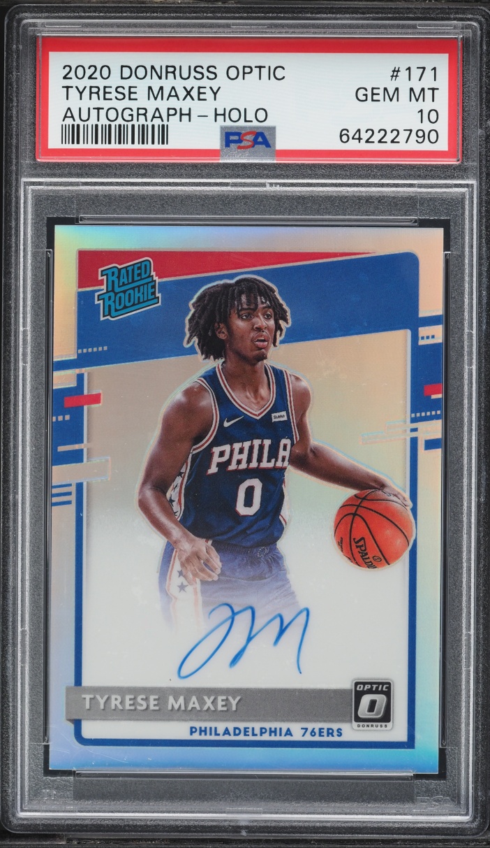 2020 Donruss Optic Holo Prizm Tyrese Maxey ROOKIE AUTO #171 PSA 10 GEM MINT