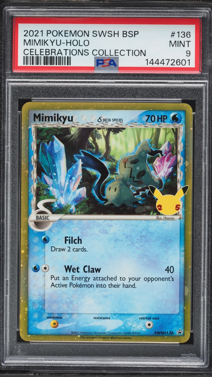 2021 Pokemon Sword & Shield Promo Celebrations Collection Holo Mimikyu #SWSH136 PSA 9 MINT