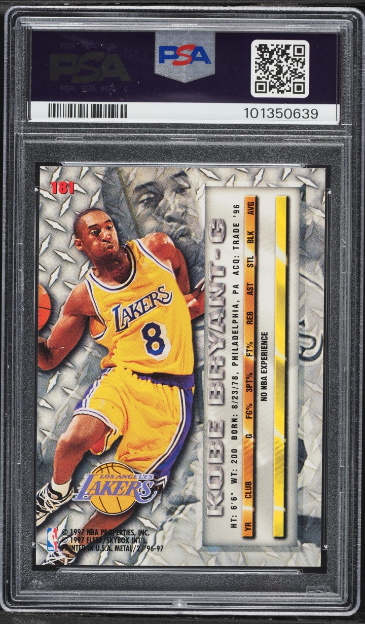 1996 Metal Basketball Kobe Bryant ROOKIE #181 PSA 10 GEM MINT