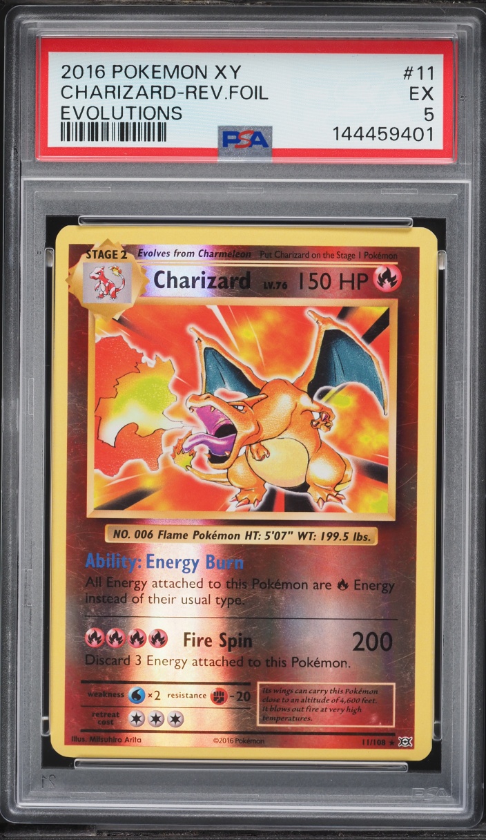 2016 Pokemon XY Evolutions Reverse Holo Charizard #11 PSA 5 EX