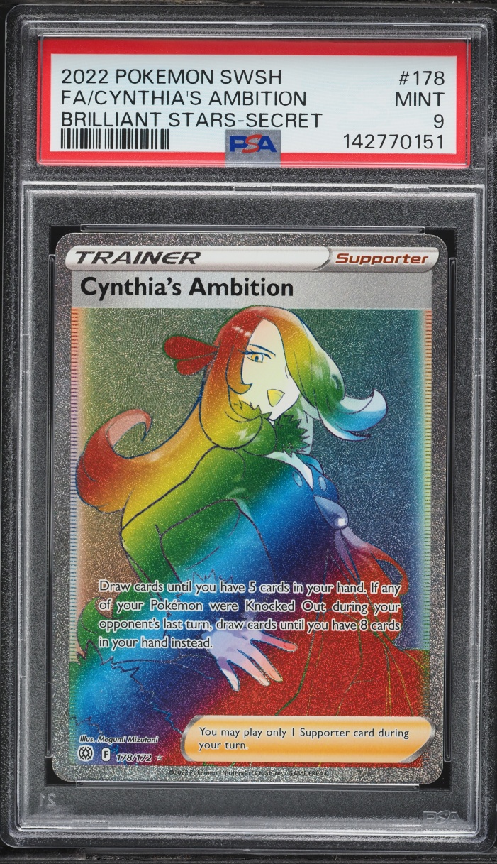 2022 Pokemon SWSH Brilliant Stars Rainbow Rare Cynthia's Ambition #178 PSA 9 MINT