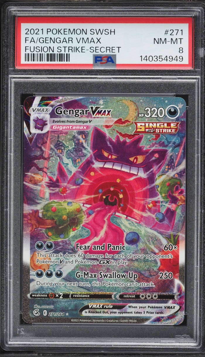 2021 Pokemon Sword & Shield Fusion Strike Alt Art Gengar VMAX #271 PSA 8 NM-MT