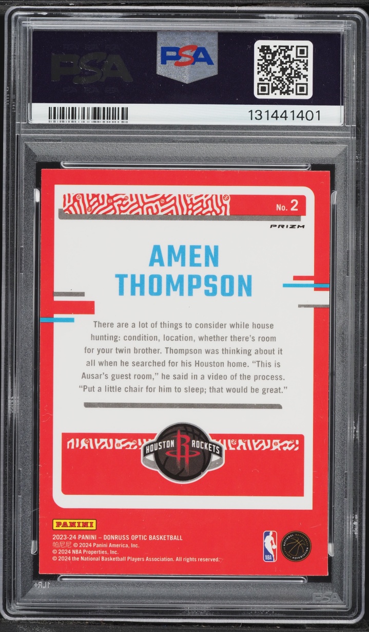 2023 Donruss Optic Holo Amen Thompson ROOKIE #2 PSA 10 GEM MINT