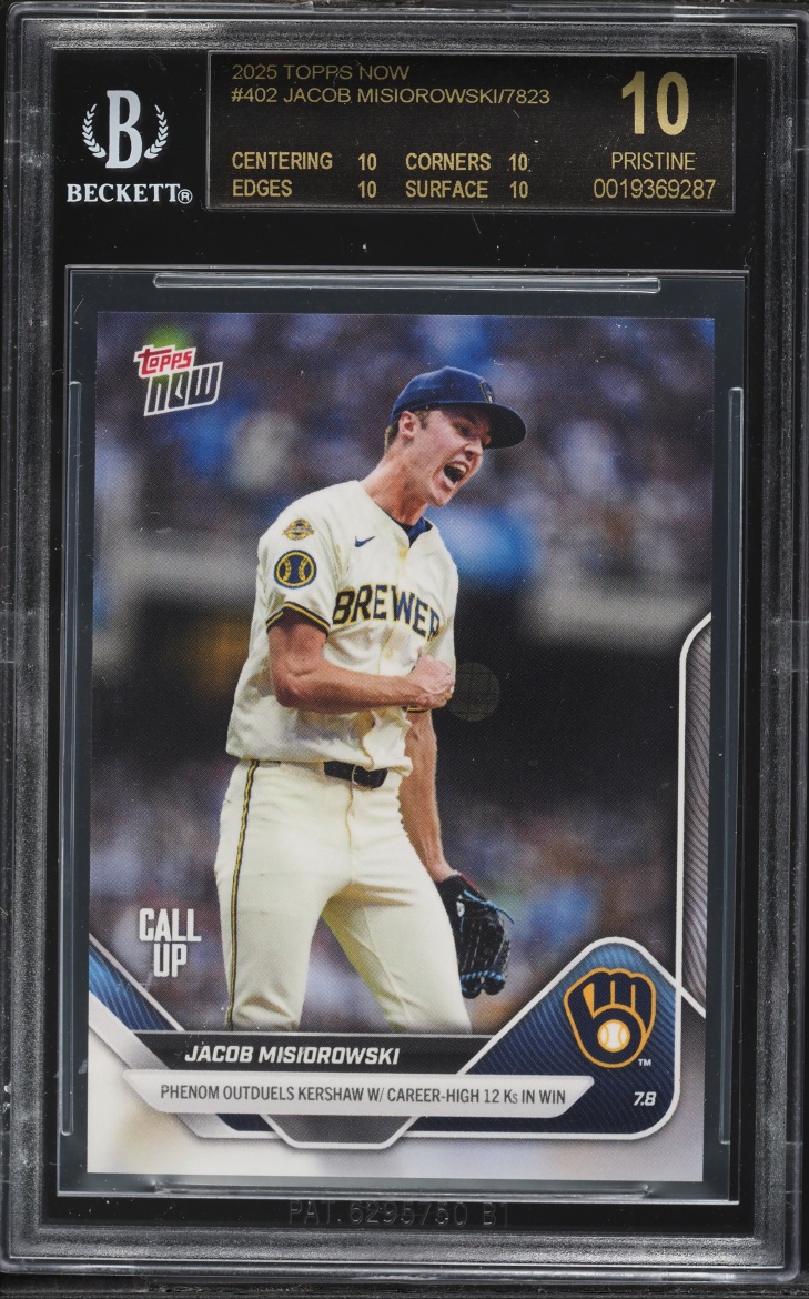 2025 Topps Now Jacob Misiorowski ROOKIE #402 BGS 10 PRISTINE, BLACK LABEL