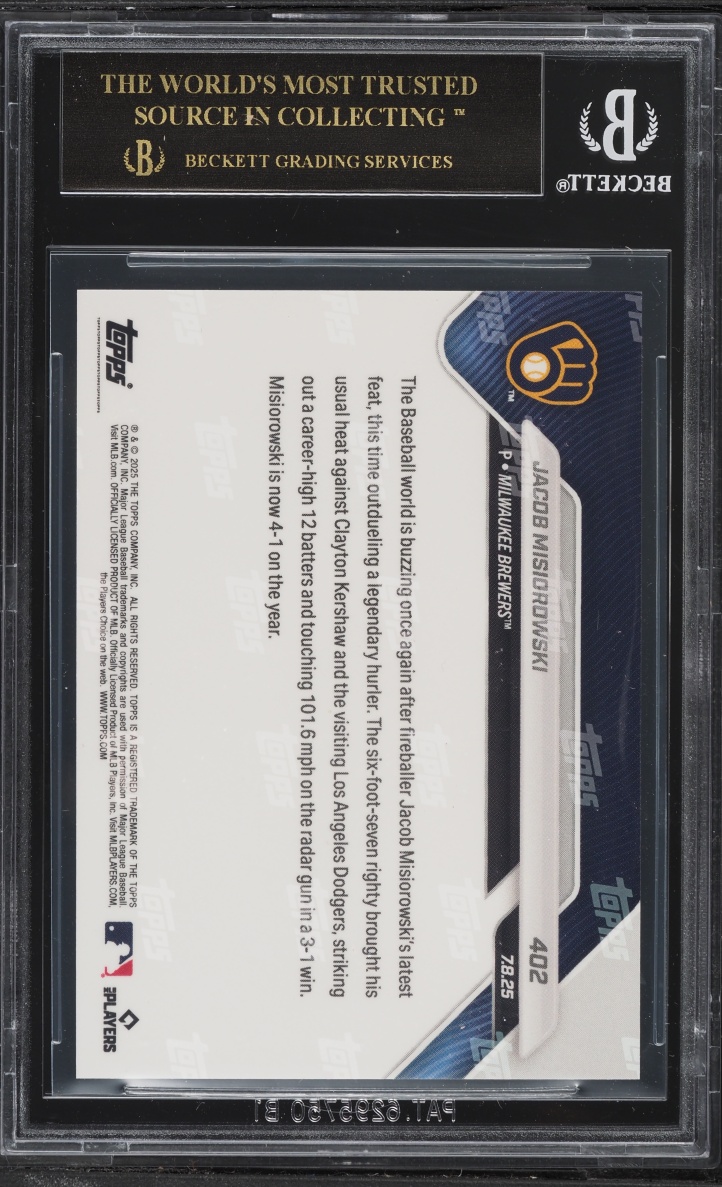 2025 Topps Now Jacob Misiorowski ROOKIE #402 BGS 10 PRISTINE, BLACK LABEL