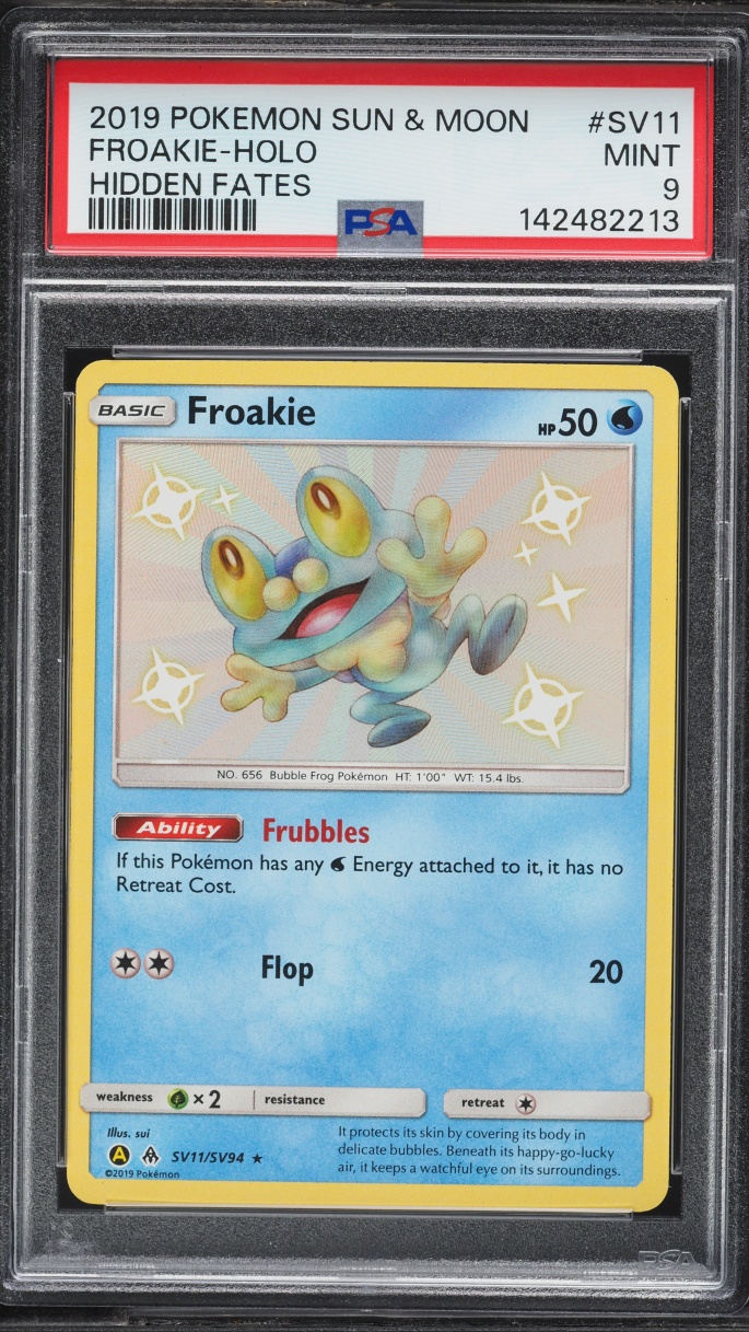 2019 Pokemon Sun & Moon Hidden Fates Shiny Froakie #SV11 PSA 9 MINT