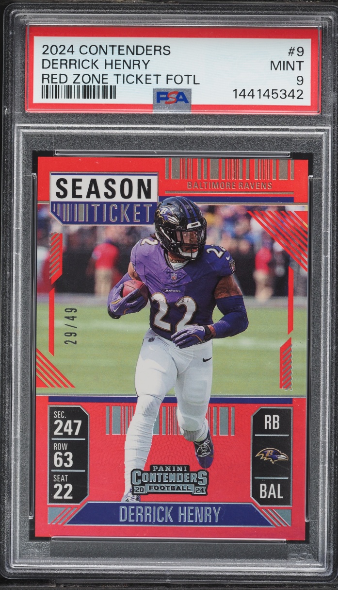 2024 Panini Contenders Red Zone Ticket FOTL Derrick Henry /49 #9 PSA 9 MINT