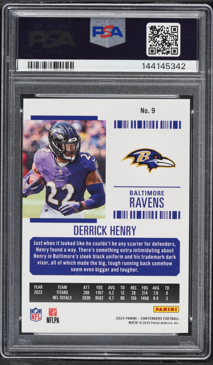 2024 Panini Contenders Red Zone Ticket FOTL Derrick Henry /49 #9 PSA 9 MINT