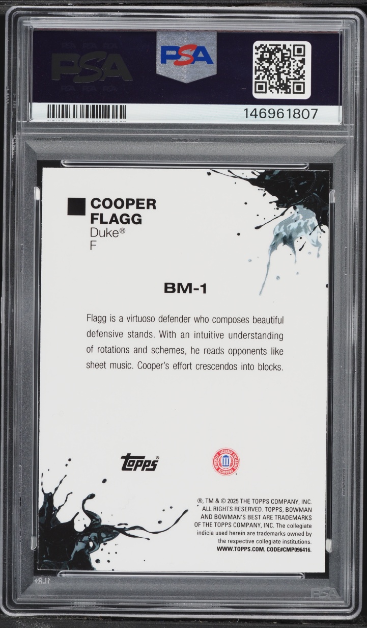 2024 Bowman University Best Masterpieces Cooper Flagg ROOKIE #BM-1 PSA 10 GEM MINT