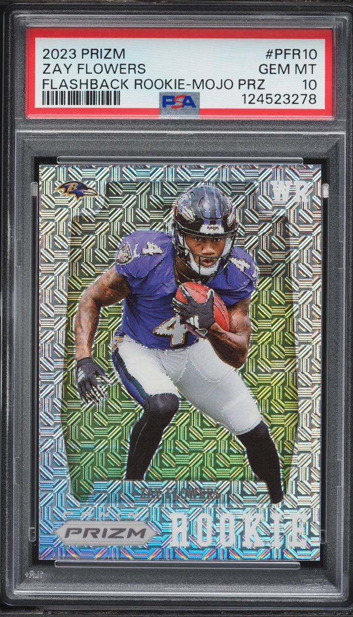 2023 Panini Prizm Flashback Mojo Zay Flowers ROOKIE /25 #PFR10 PSA 10 GEM MINT