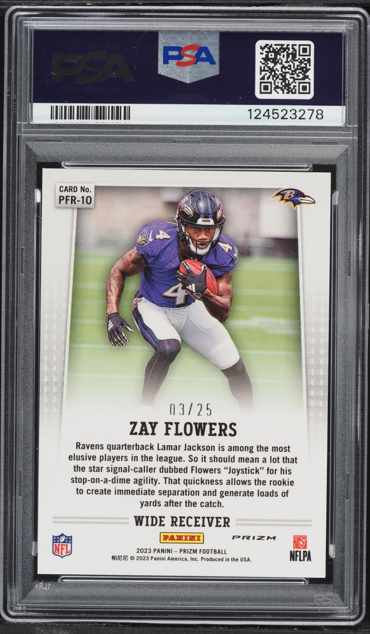 2023 Panini Prizm Flashback Mojo Zay Flowers ROOKIE /25 #PFR10 PSA 10 GEM MINT